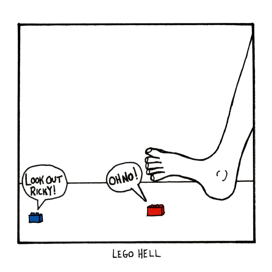 Lego Hell funny occasion greeting card front design by comedian Stewart Francis