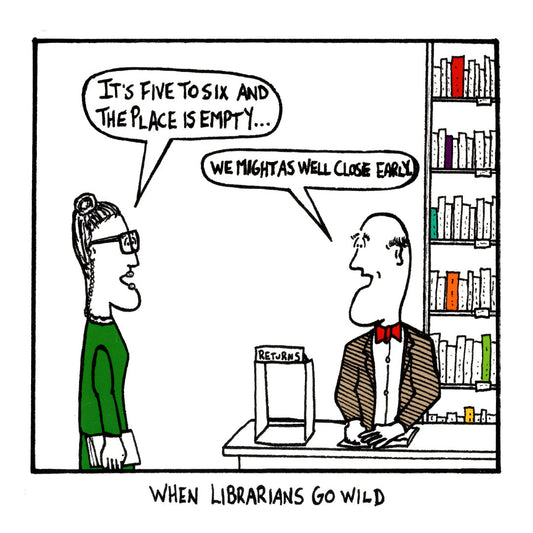 Librarians funny occasion greeting card front design by comedian Stewart Francis