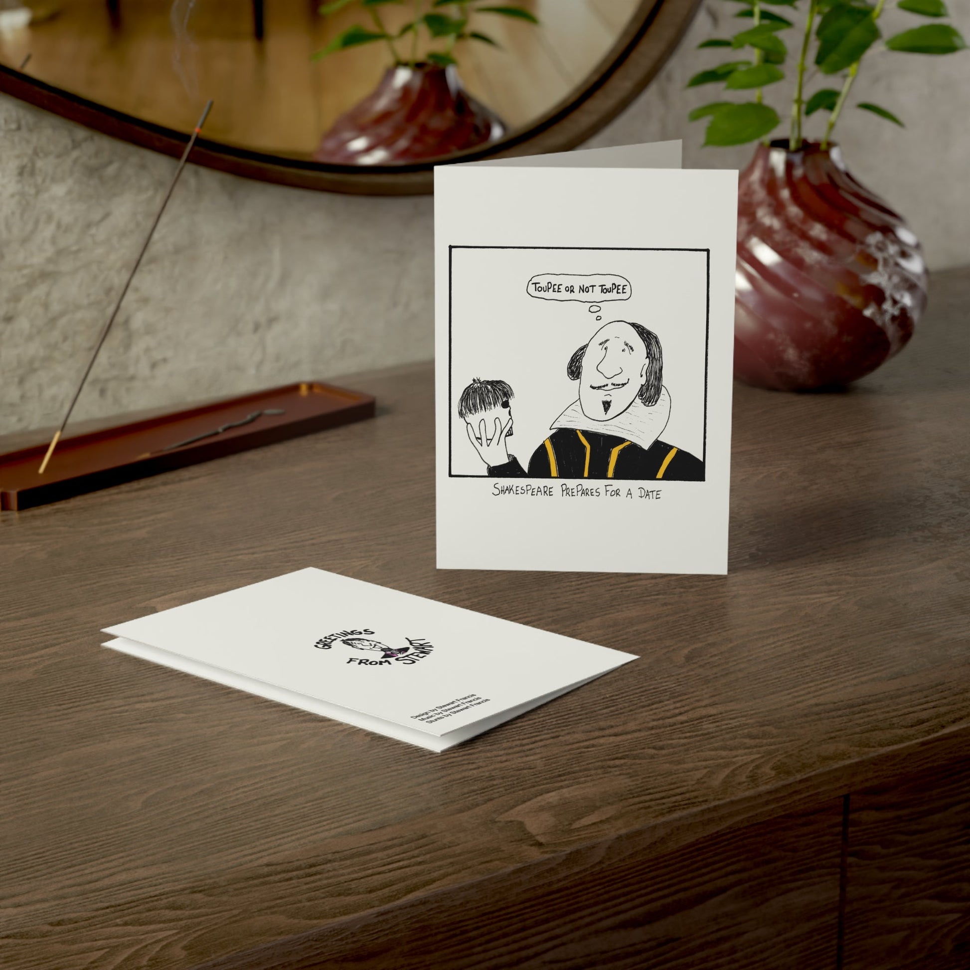 Shakespeare greeting card back cover Greetings from Stewart